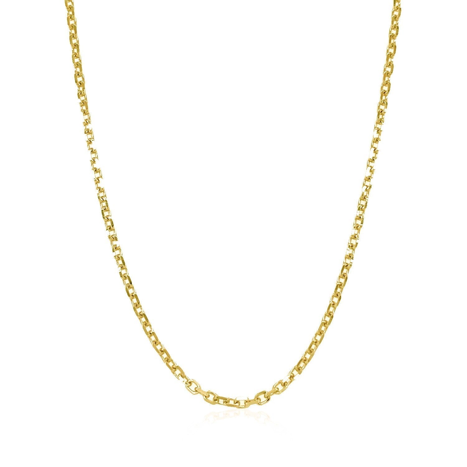 18k Yellow Gold Diamond Cut Cable Link Chain (1.90 mm) 