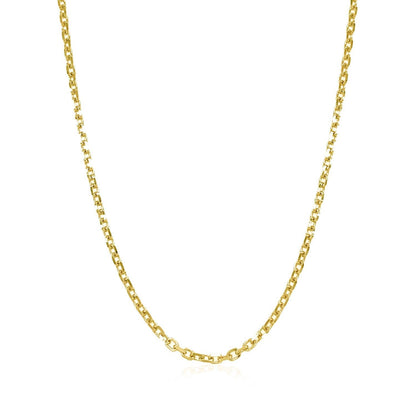 18k Yellow Gold Diamond Cut Cable Link Chain (1.90 mm) 