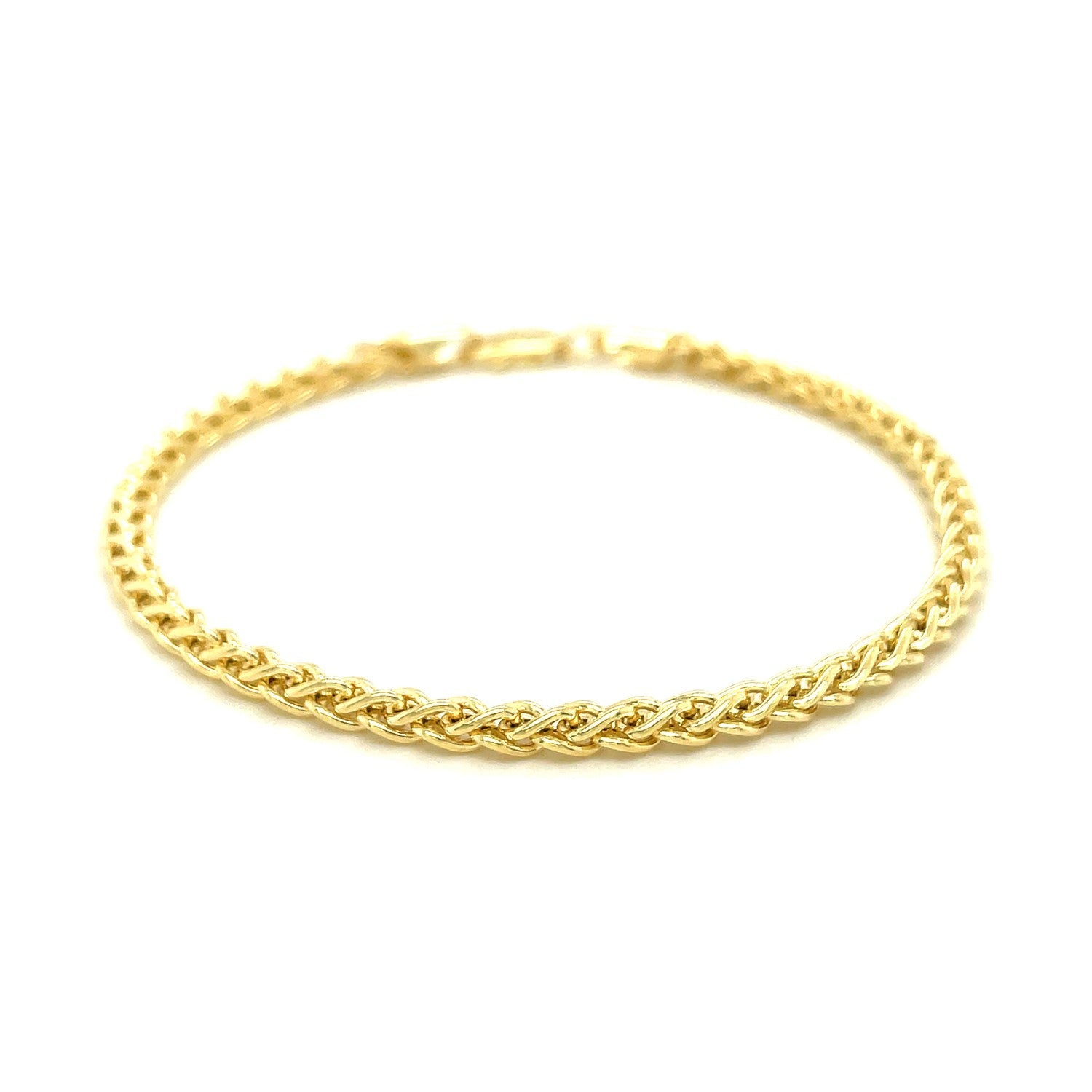 3.3mm 14k Yellow Gold Light Weight Wheat Bracelet by Bids.com