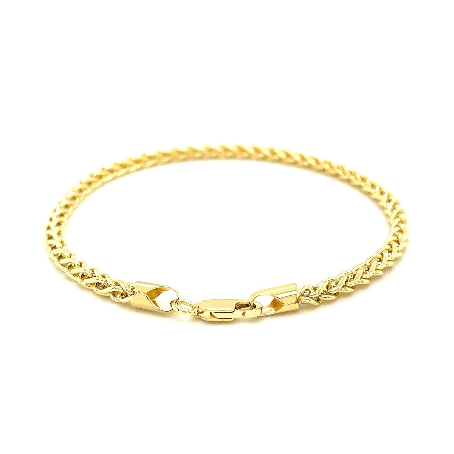 3.3mm 14k Yellow Gold Light Weight Wheat Bracelet 