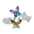 Sterling Silver Rhodium Plated Floral Toe Ring with Multi-Tone Cubic Zirconia 
