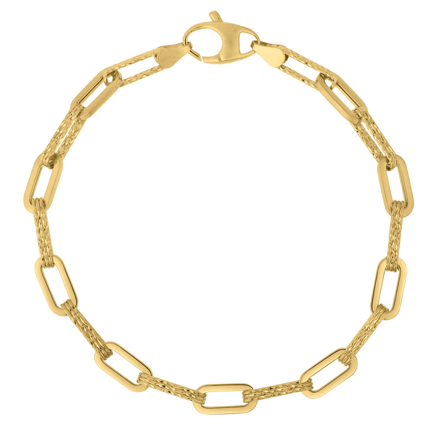 14k Yellow Gold Diamante Paperclip Chain Bracelet (4.00 mm) by Bids.com