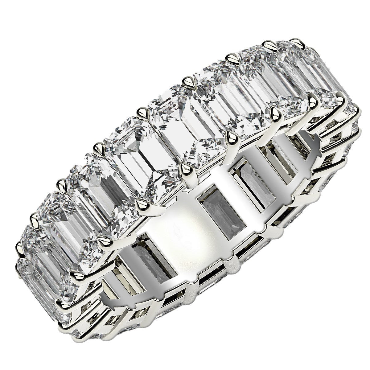 Emerald Cut Lab Grown Diamond Eternity Ring in 14k White Gold (7 cttw FG/VS2)  DestGlow