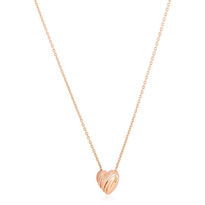 14k Rose Gold High Polish Scribbles Heart Necklace  DestGlow