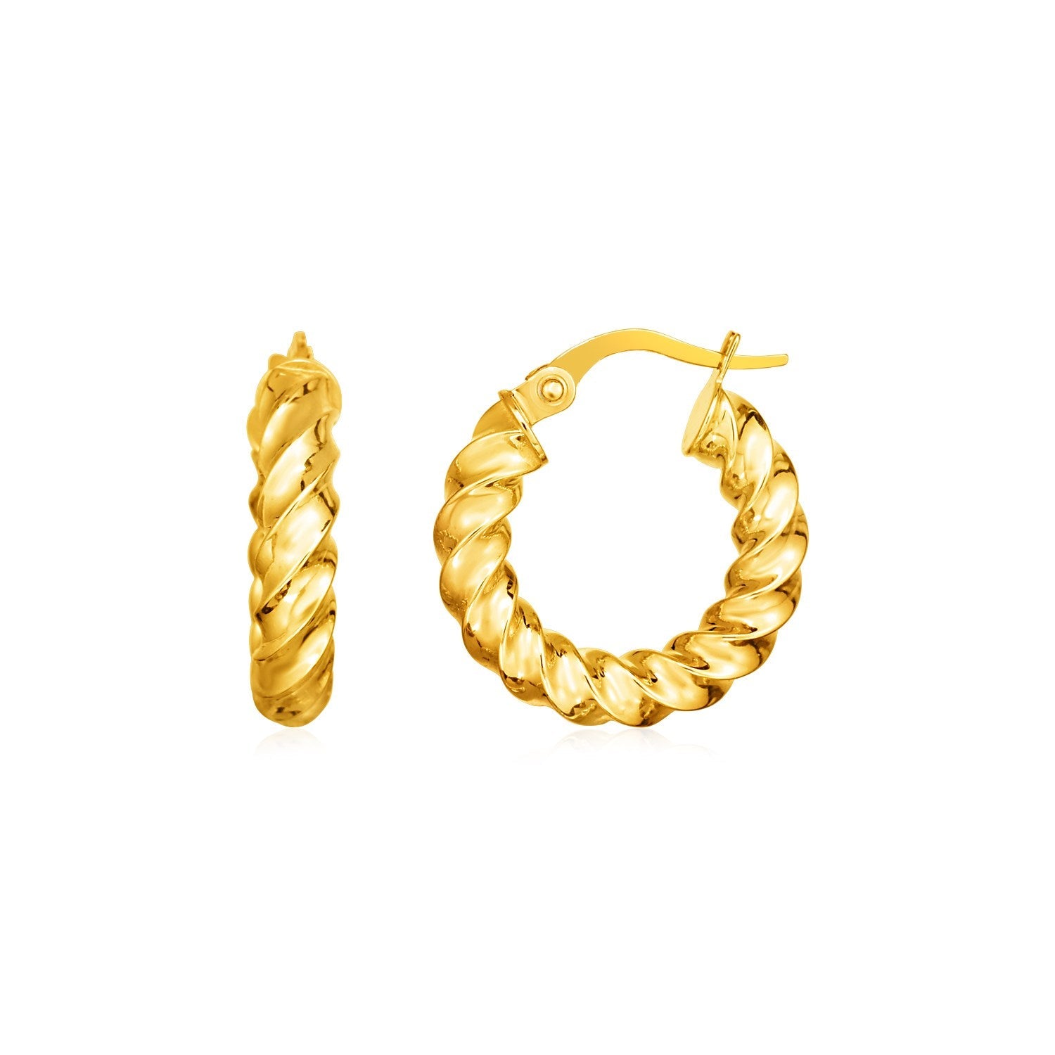 14k Yellow Gold Polished Twisted Hoop Earrings(3x11mm) - earrings