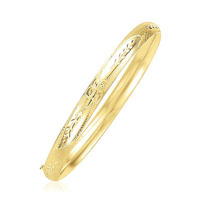 14k Yellow Gold Dome Florentine Design Bangle (5.00 mm)