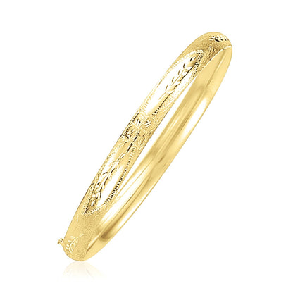 14k Yellow Gold Dome Florentine Design Bangle by Bids.com