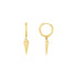 14K Yellow Gold Dangling Spike Drop Hoop Earrings - earrings
