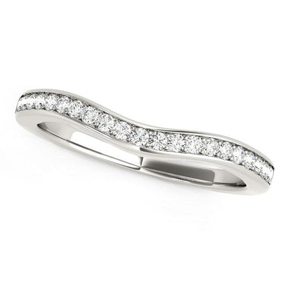14k White Gold Curved Diamond Wedding Band (1/6 cttw) by Bids.com