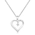 Sterling Silver Diamond Embellished Open Heart Pendant (.03 cttw) - DestGlow