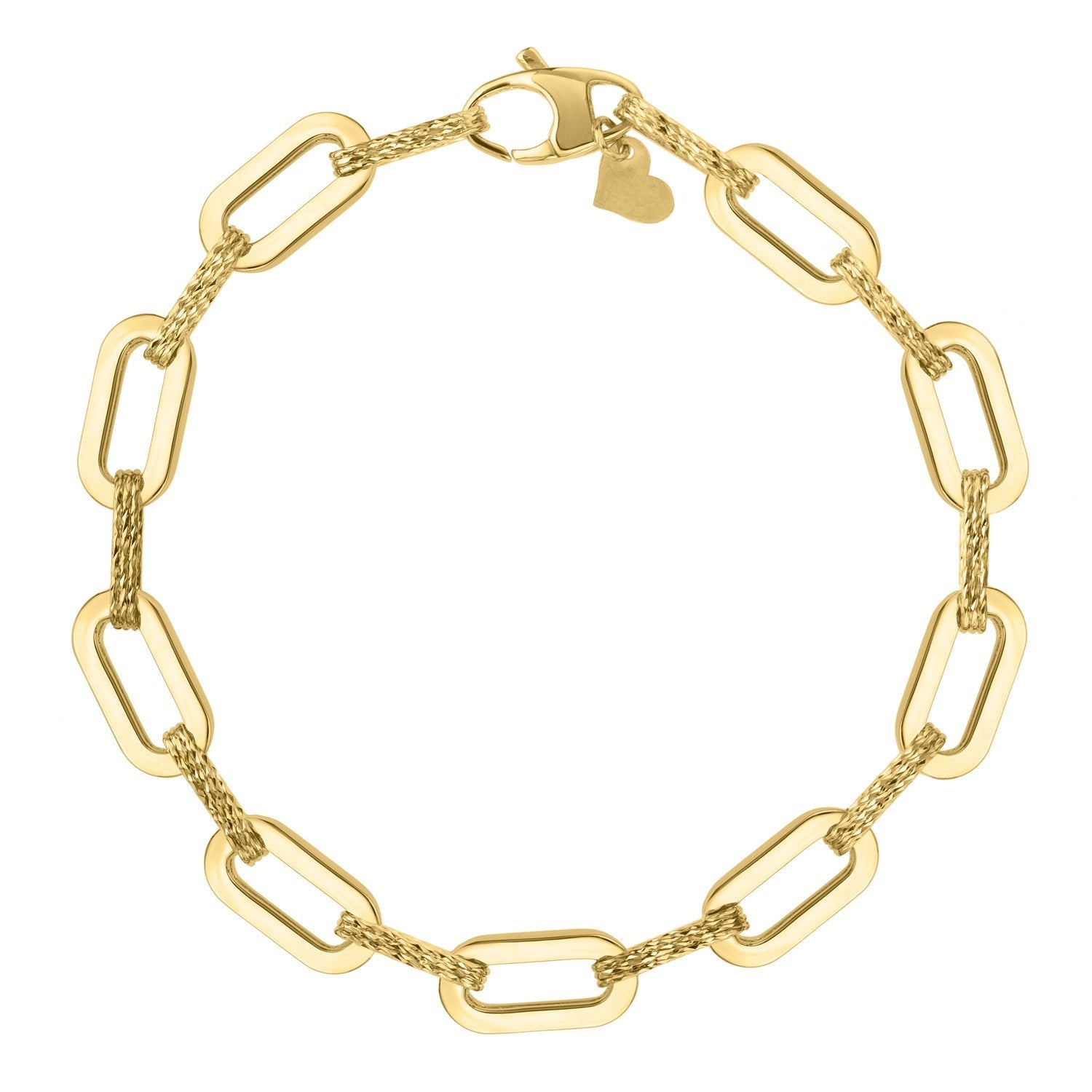 14k Yellow Gold Diamante Paperclip Chain Bracelet (7.00 mm) by Bids.com