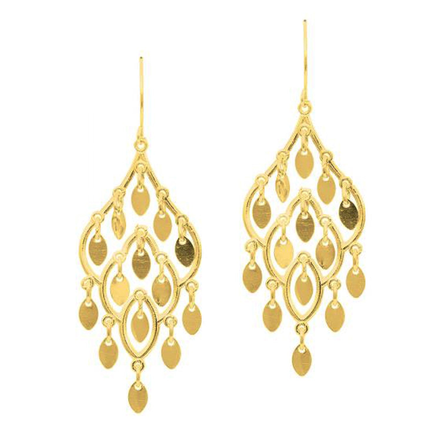 14K Yellow Gold Polished Chandelier Earring by Bids.com