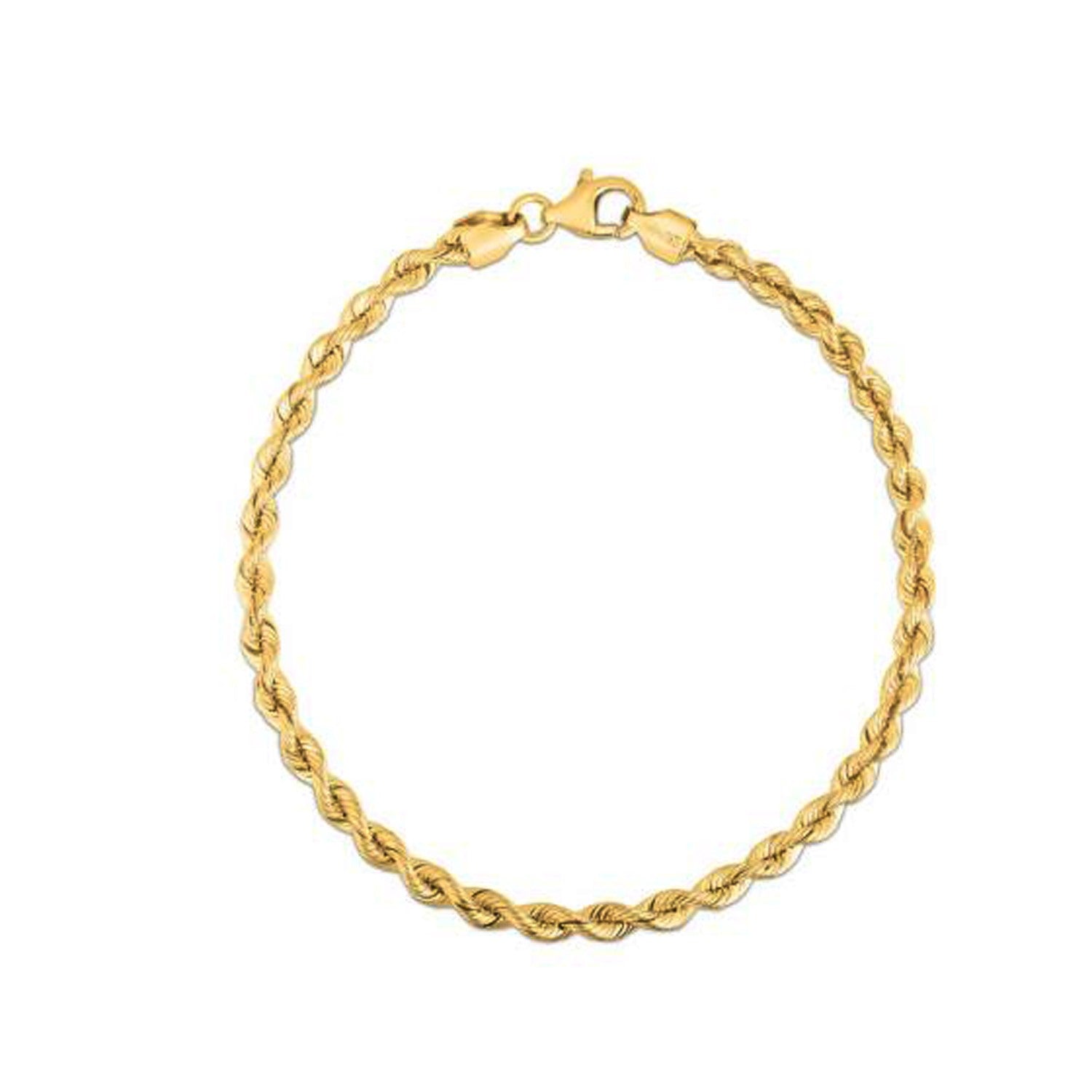 Silk Rope Chain Bracelet in 14k Yellow Gold (3.00 mm) by Bids.com