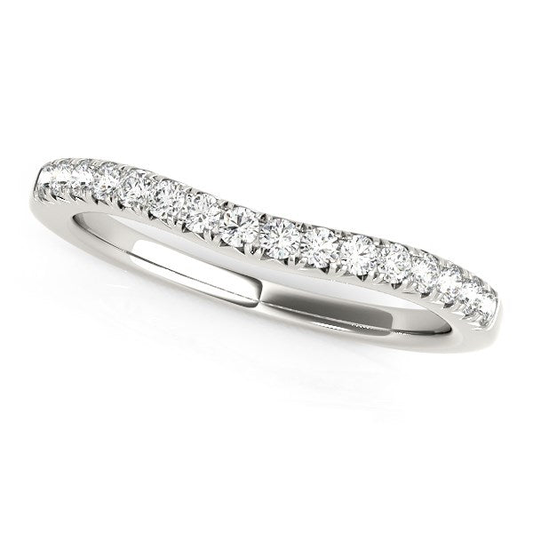 14k White Gold Pave Set Round Curved Wedding Band (1/4 cttw) by Bids.com