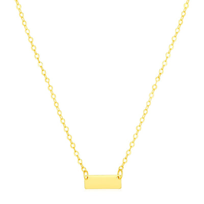 14k Yellow Gold Polished Mini Bar Necklace - necklaces