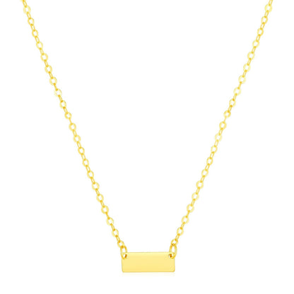 14k Yellow Gold Polished Mini Bar Necklace 