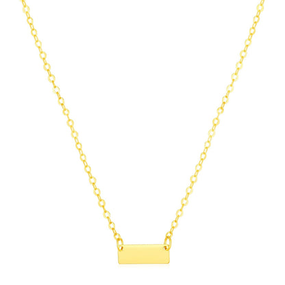14k Yellow Gold Polished Mini Bar Necklace by Avera Group