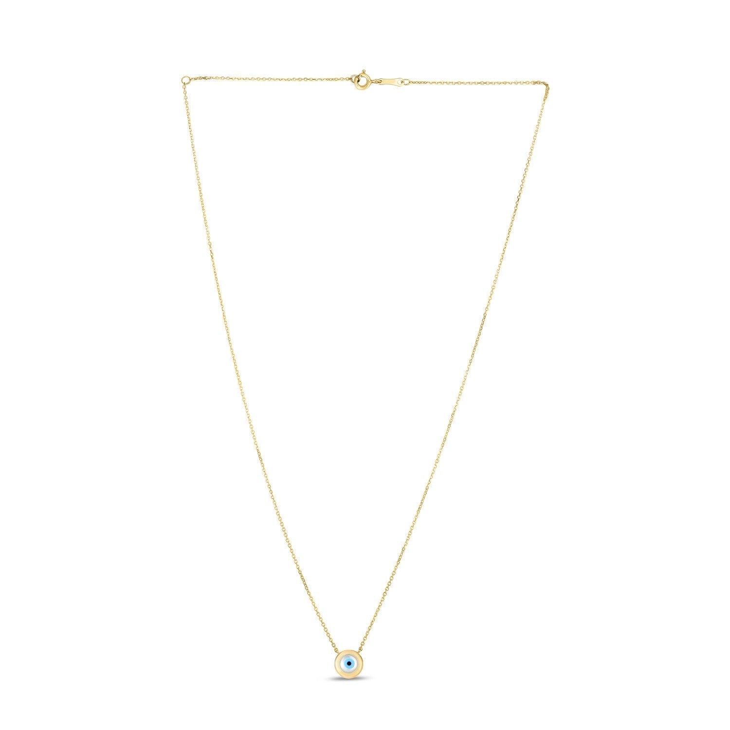 14k Yellow Gold MOP Evil Eye Necklace 