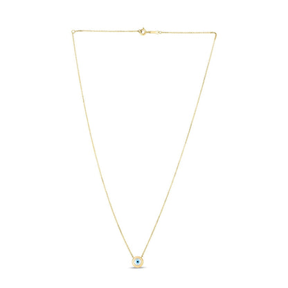 14k Yellow Gold MOP Evil Eye Necklace 