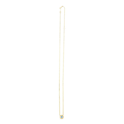 14k Yellow Gold MOP Evil Eye Necklace 