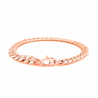 14K Rose Gold Cuban Link Bracelet (5.90 mm) by Avera Group
