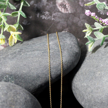 14k Yellow Gold Oval Cable Link Chain (0.97 mm) - DestGlow