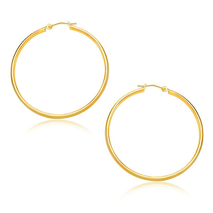 10k Yellow Gold Polished Hoop Earrings (30mm)  DestGlow