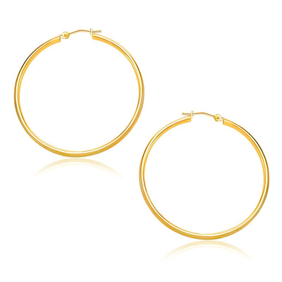 10k Yellow Gold Polished Hoop Earrings (30mm) - earrings