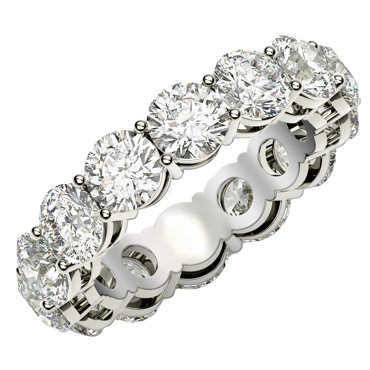 Round Cut Lab Grown Diamond Eternity Ring in 14k White Gold (6 cttw FG/VS2) by Bids.com