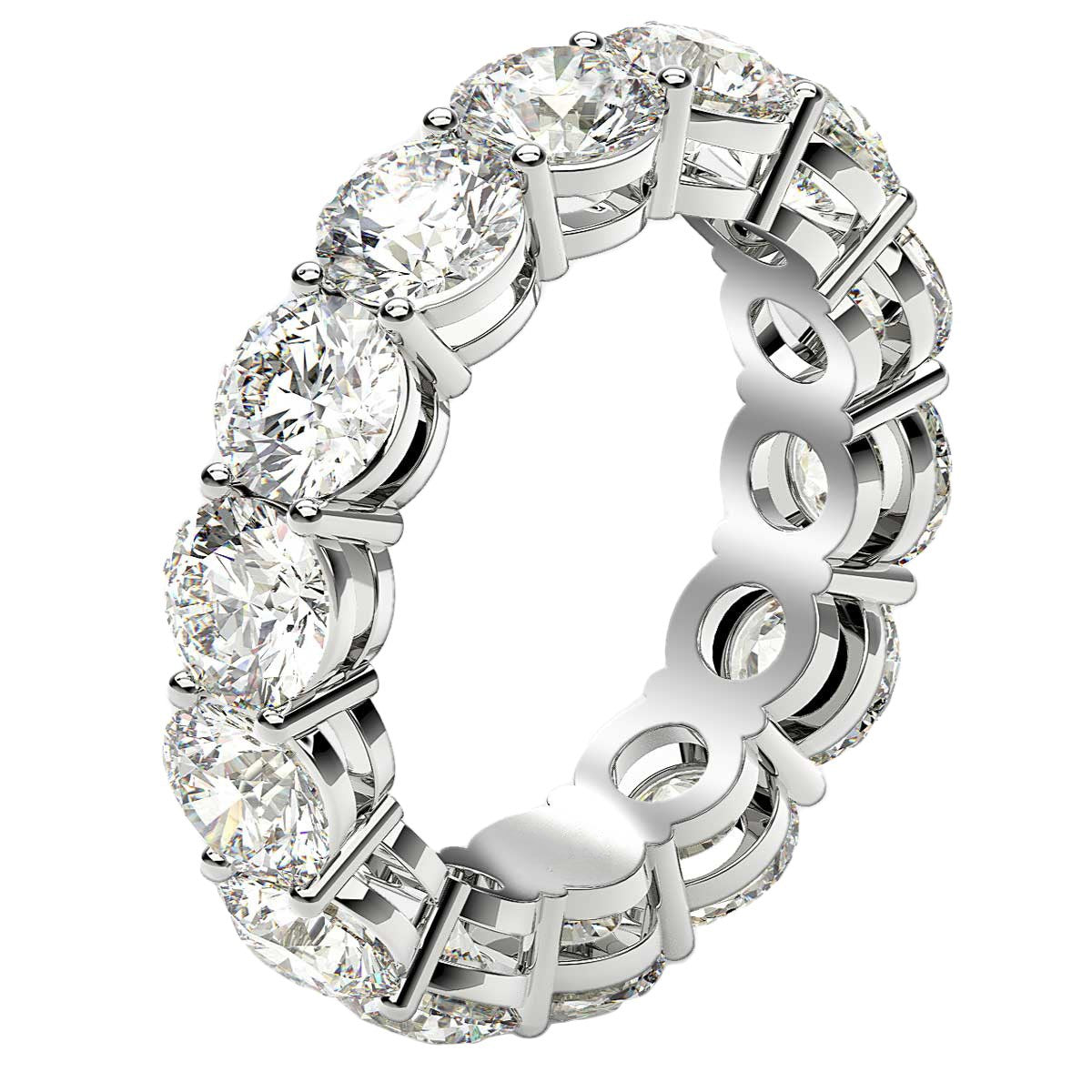 Round Cut Lab Grown Diamond Eternity Ring in 14k White Gold (6 cttw FG/VS2) by Bids.com