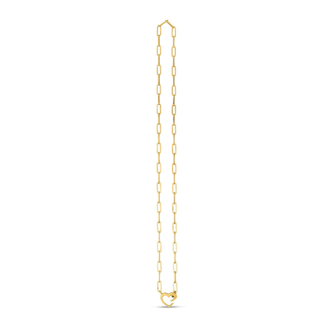 14k Yellow Gold Heart Element Paperclip Necklace