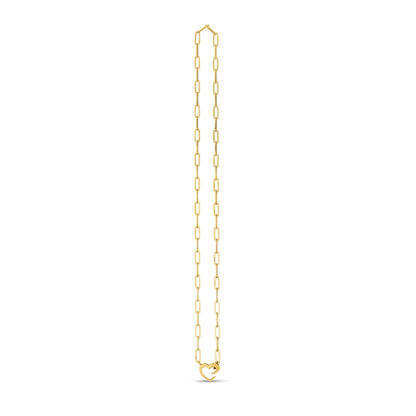 14k Yellow Gold Heart Element Paperclip Necklace
