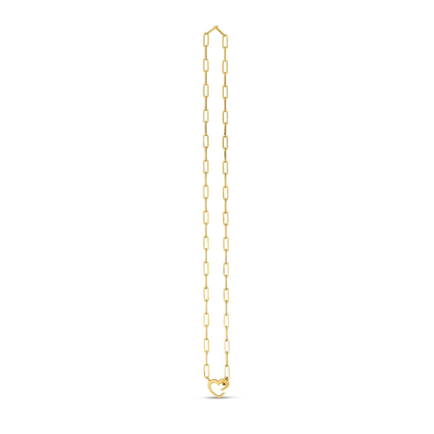 14k Yellow Gold Heart Element Paperclip Necklace 