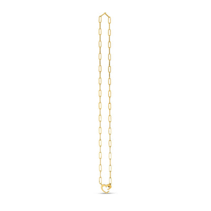 14k Yellow Gold Heart Element Paperclip Necklace 