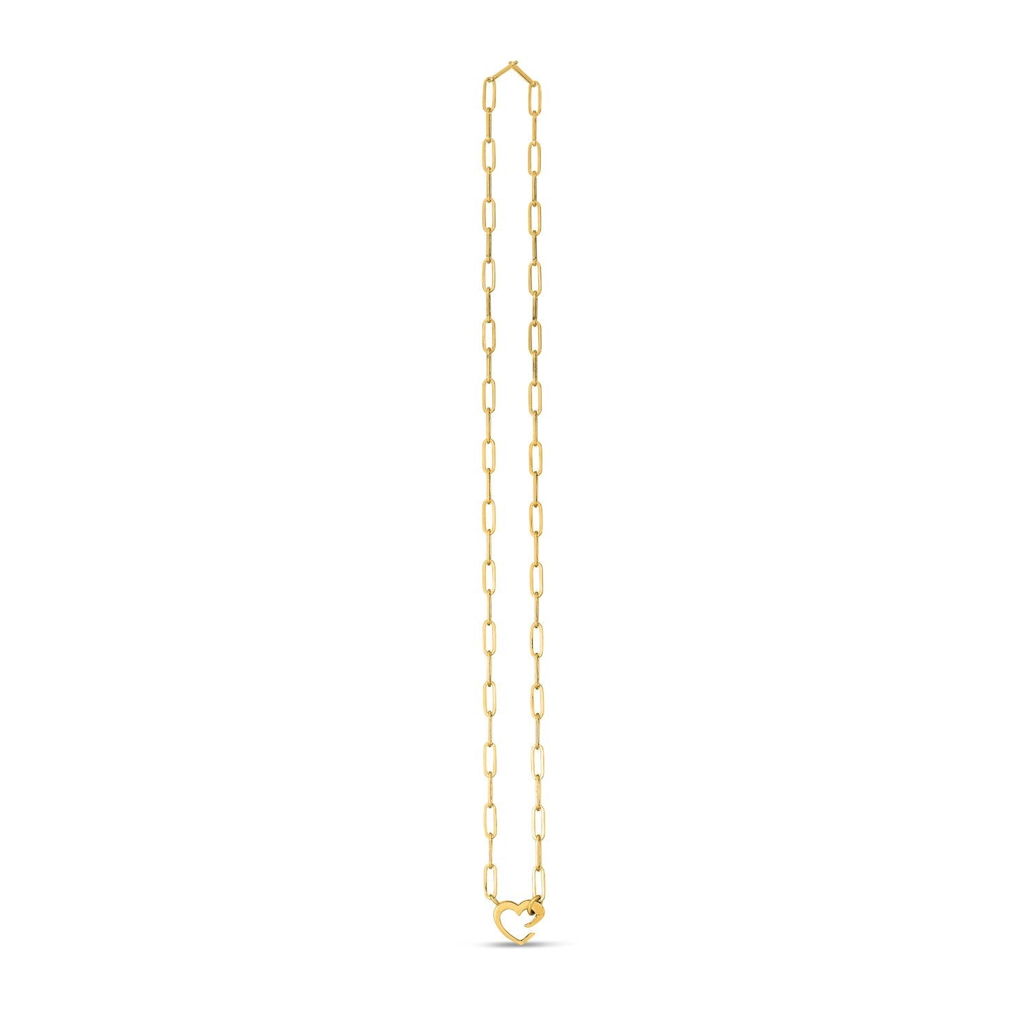 14k Yellow Gold Heart Element Paperclip Necklace by Bids.com