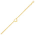 10k Yellow Gold Double Rolo Chain Anklet with an Open Heart Station 