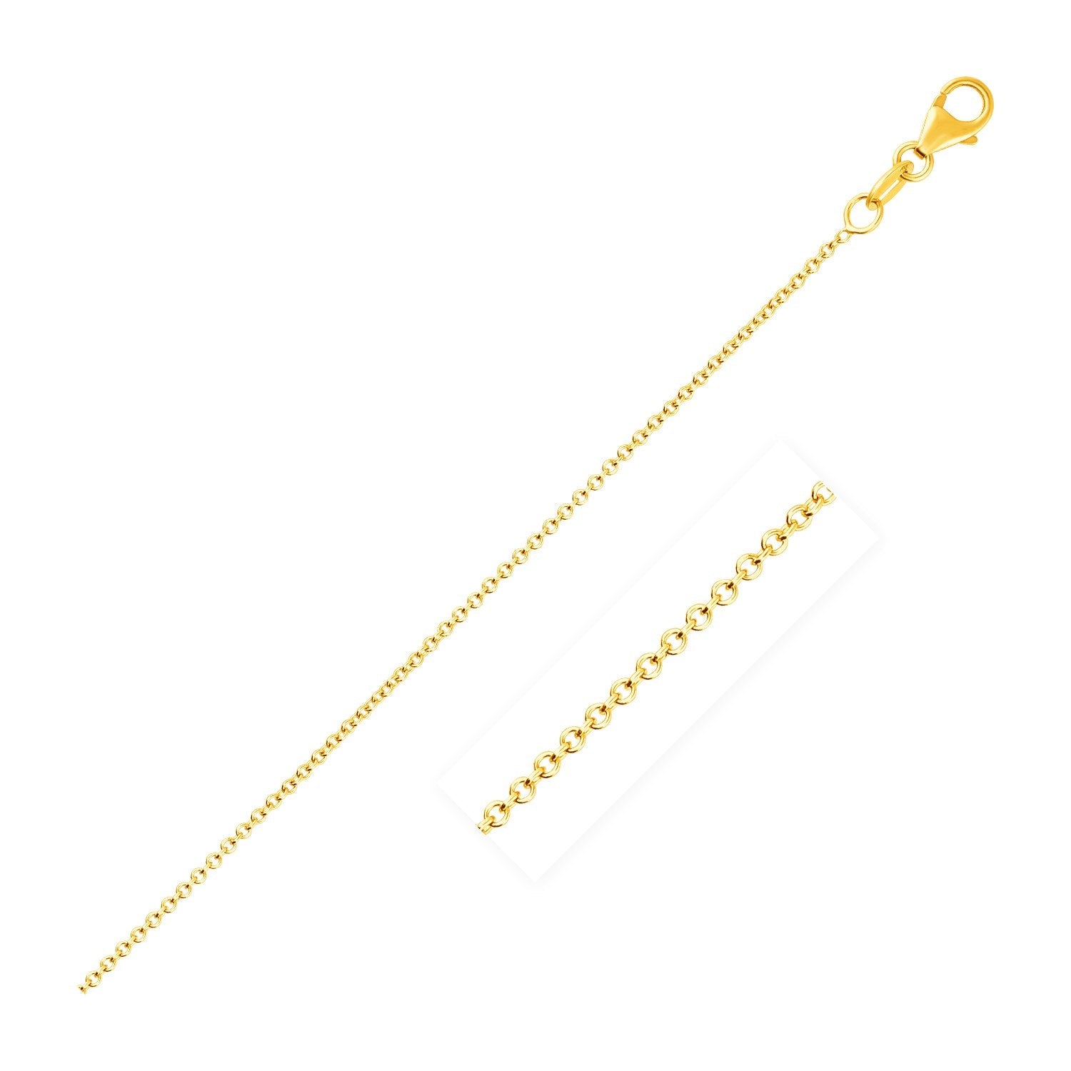14k Yellow Gold Round Cable Link Chain 1.1mm - necklaces