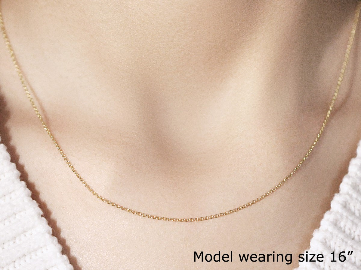 14k Yellow Gold Round Cable Link Chain (1.10 mm) - DestGlow