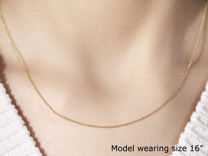 14k Yellow Gold Round Cable Link Chain (1.10 mm) - DestGlow