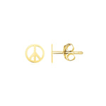 14k Yellow Gold Post Earrings with Peace Signs - accessories