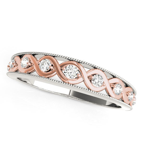 14k White And Rose Gold Infity Diamond Wedding Band (1/8 cttw) by Bids.com