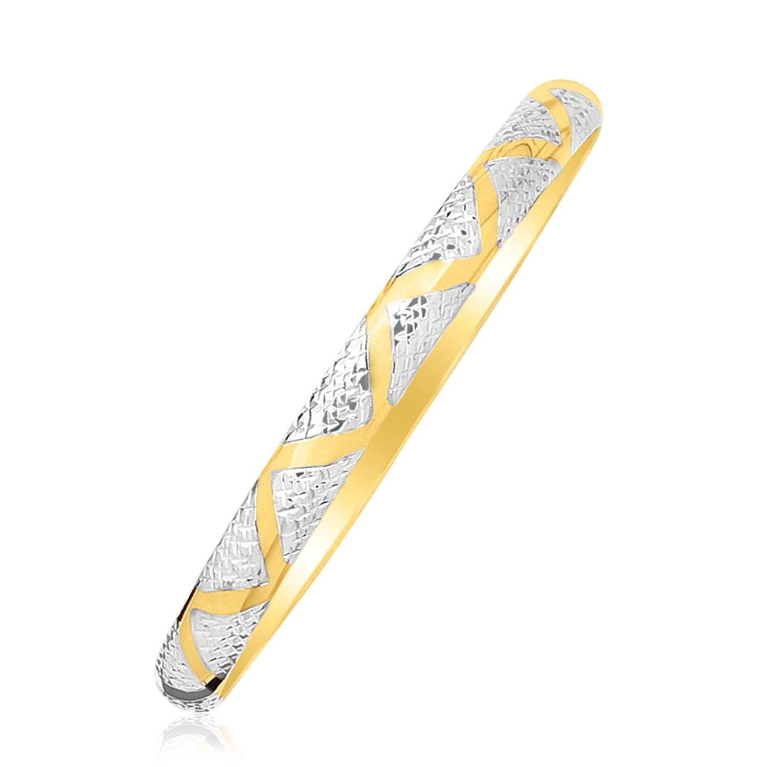 10k Two-Tone Gold Textured Zigzag Style Bangle by Bids.com