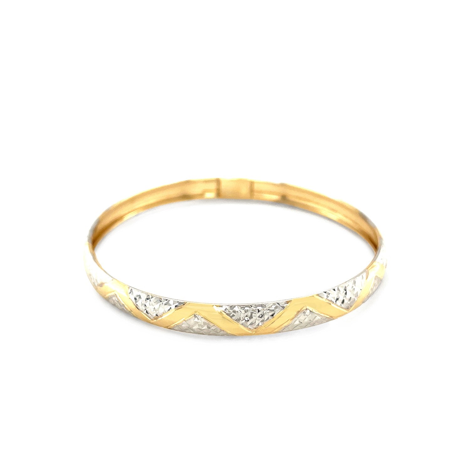 10k Two-Tone Gold Textured Zigzag Style Bangle by Bids.com