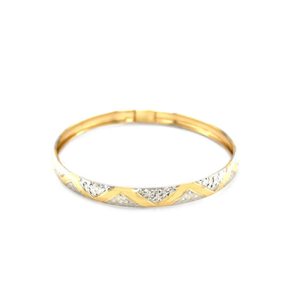 10k Two-Tone Gold Textured Zigzag Style Bangle by Bids.com