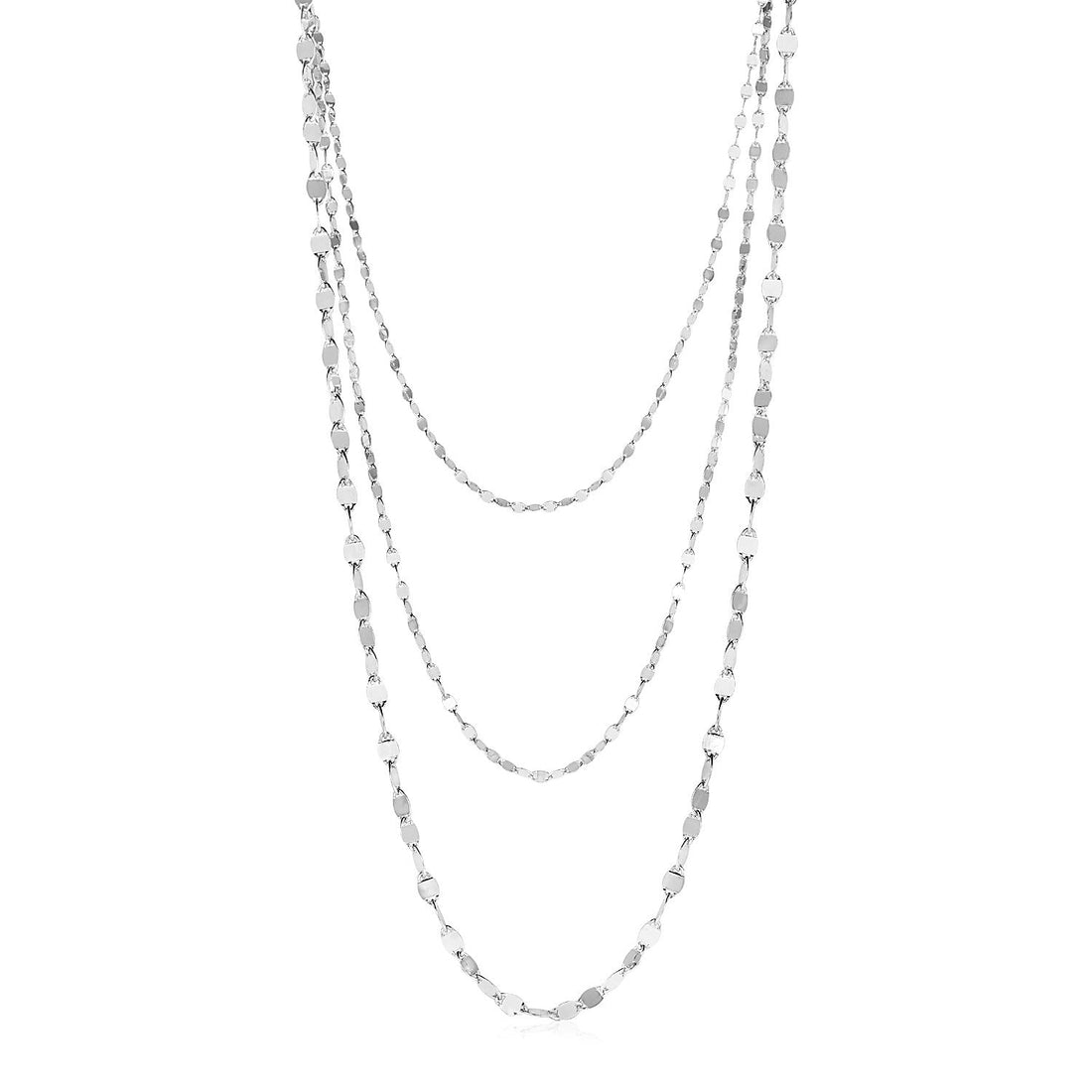 Sterling Silver Three Strand Marina Link Necklace by Avera Group