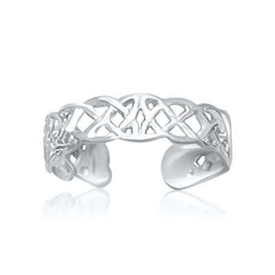 14k White Gold Toe Ring in a Celtic Knot Style - rings