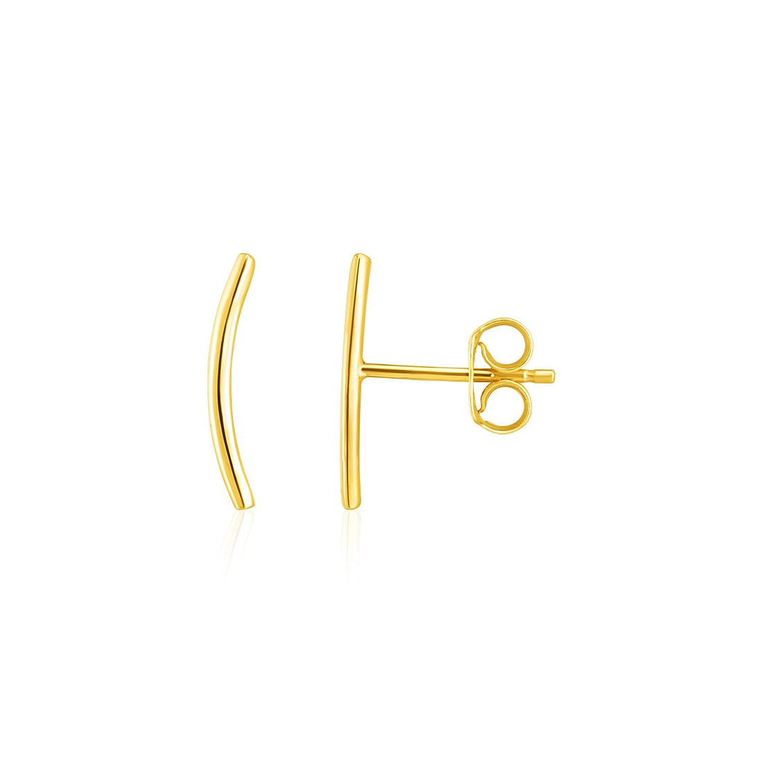 14k Yellow Gold Curve Climber Post Earrings by Avera Group