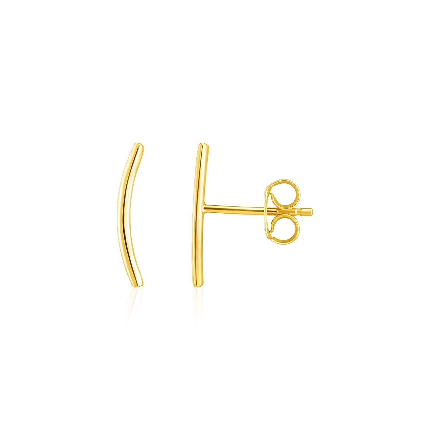 14k Yellow Gold Curve Climber Post Earrings 
