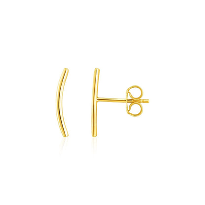 14k Yellow Gold Curve Climber Post Earrings 