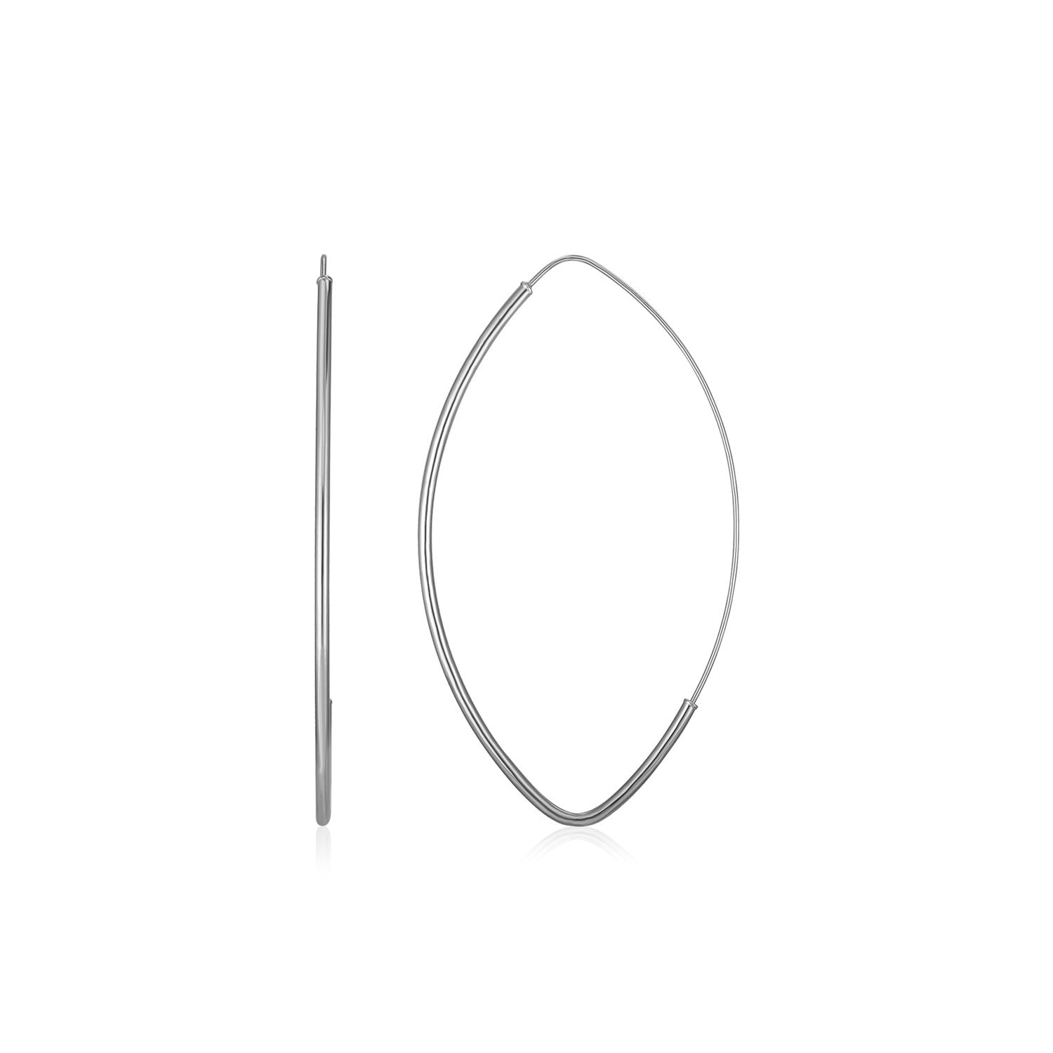 14k White Gold Polished Long Marquise Motif Earring - earrings